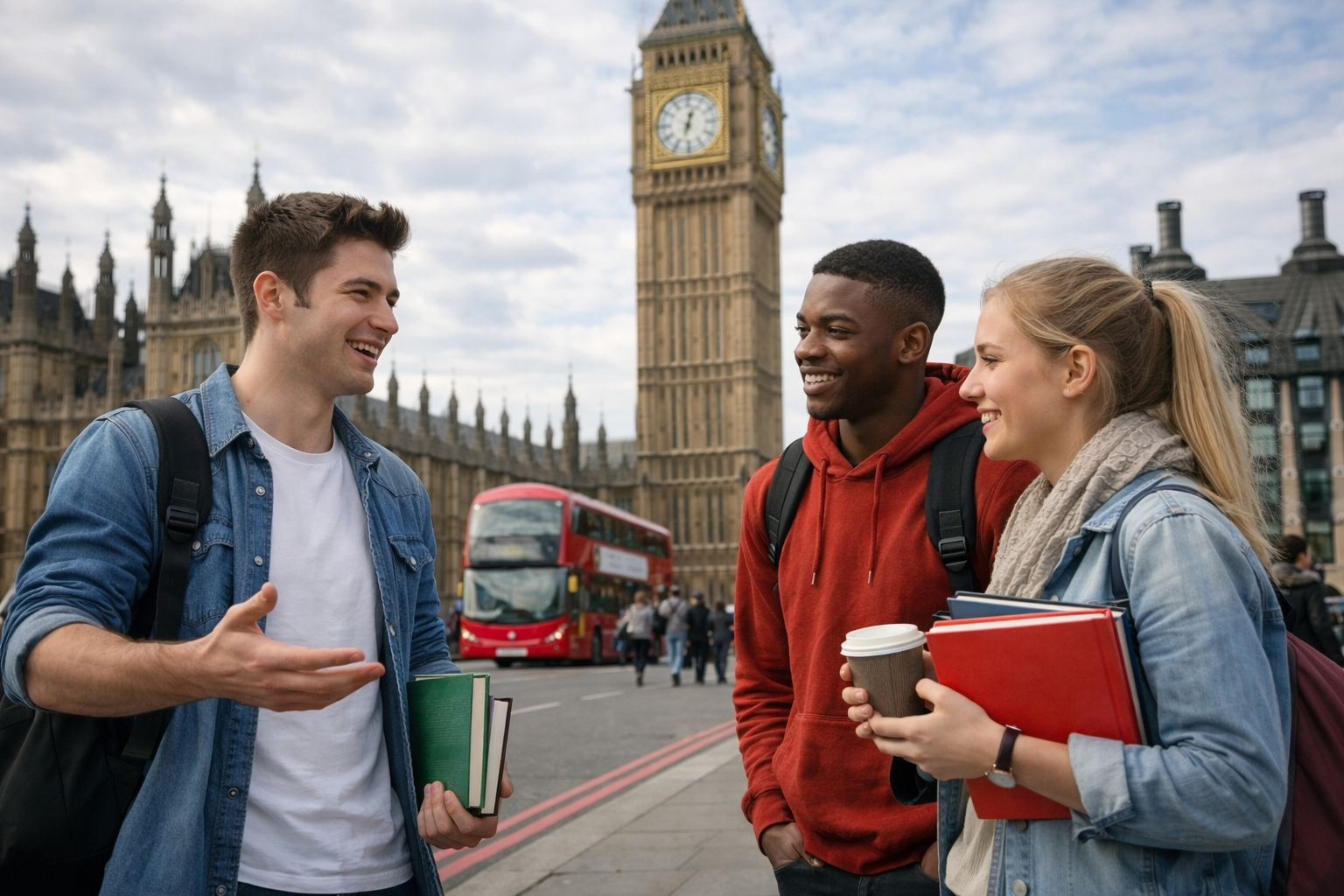 Alunno dei corsi di inglese dell'Istituto Galileo Galilei che dialoga in inglese in Erasmus a Londra